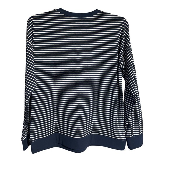 Staccato Iris Navy Crew Neck Knit Sweatshirt Blue Striped Womens XL Poly Blend - Picture 3 of 8